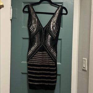 Cecilia de Bucourt Black and Silver Embellished Mini Dress